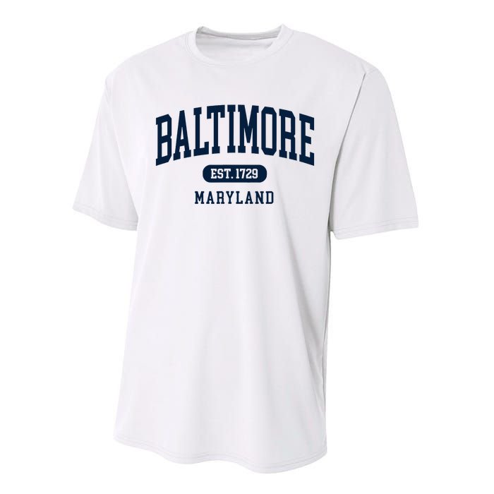 Baltimore Maryland Est 1729 Arched Varsity Text Performance Sprint T-Shirt