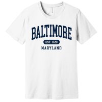 Baltimore Maryland Est 1729 Arched Varsity Text Premium T-Shirt