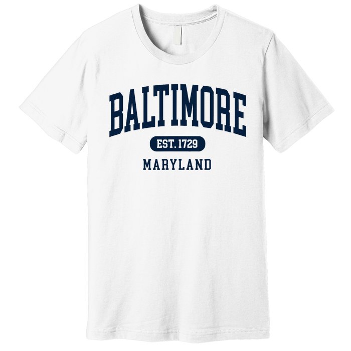 Baltimore Maryland Est 1729 Arched Varsity Text Premium T-Shirt