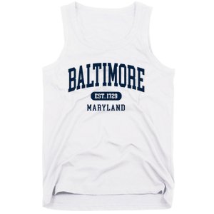 Baltimore Maryland Est 1729 Arched Varsity Text Tank Top