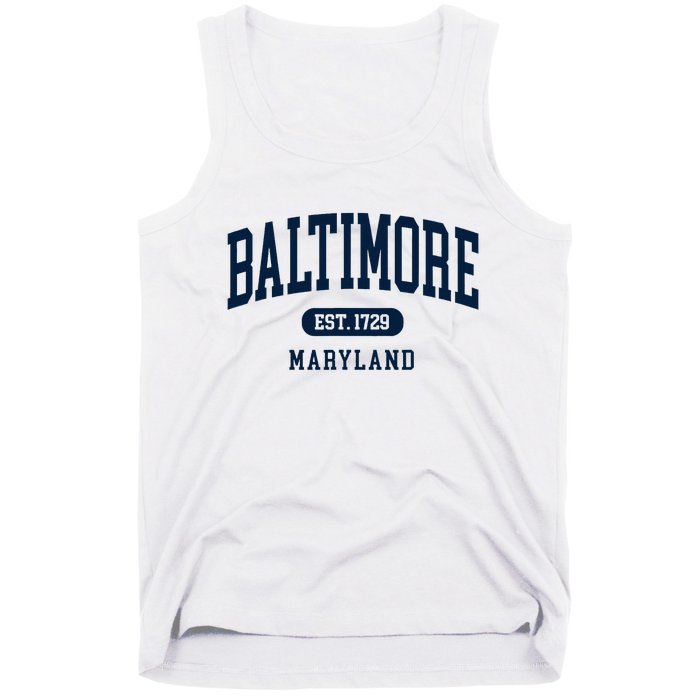 Baltimore Maryland Est 1729 Arched Varsity Text Tank Top