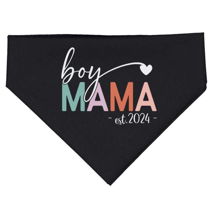 Boy Mama Est 2024 Boy Mom Pregnancy Mom To Be New Mama 2024 USA-Made Doggie Bandana