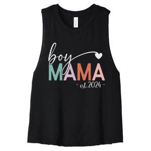 Boy Mama Est 2024 Boy Mom Pregnancy Mom To Be New Mama 2024 Women's Racerback Cropped Tank