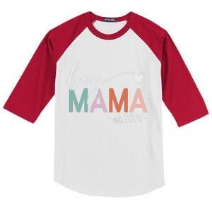 Boy Mama Est 2024 Boy Mom Pregnancy Mom To Be New Mama 2024 Kids Colorblock Raglan Jersey