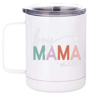 Boy Mama Est 2024 Boy Mom Pregnancy Mom To Be New Mama 2024 12 oz Stainless Steel Tumbler Cup