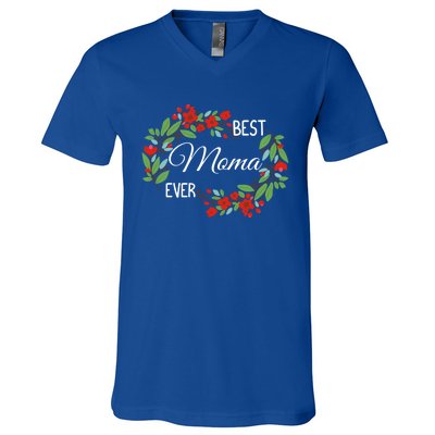 Best Moma Ever Mommy Mother's Day Flowers Gift V-Neck T-Shirt