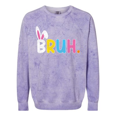 Bruh Meme Easter Day Funny Bunny Eggs Colorblast Crewneck Sweatshirt