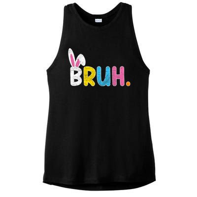 Bruh Meme Easter Day Funny Bunny Eggs Ladies PosiCharge Tri-Blend Wicking Tank