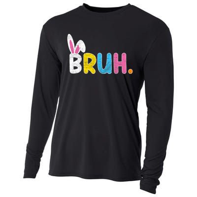 Bruh Meme Easter Day Funny Bunny Eggs Cooling Performance Long Sleeve Crew