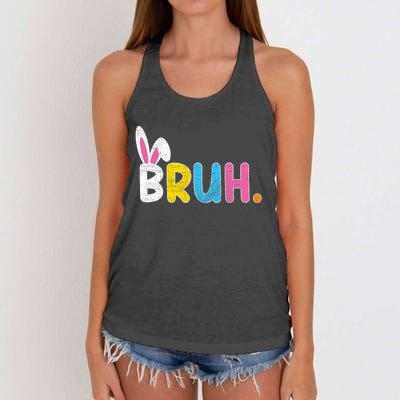 Bruh Meme Easter Day Funny Bunny Eggs Women's Knotted Racerback Tank