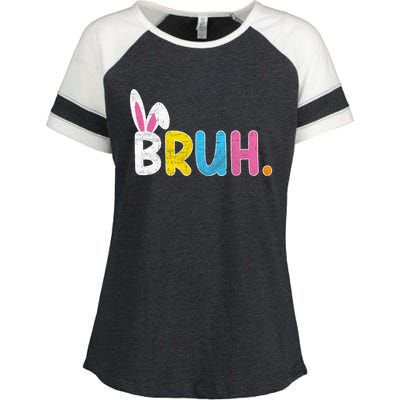 Bruh Meme Easter Day Funny Bunny Eggs Enza Ladies Jersey Colorblock Tee