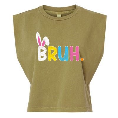 Bruh Meme Easter Day Funny Bunny Eggs Garment-Dyed Women's Muscle Tee