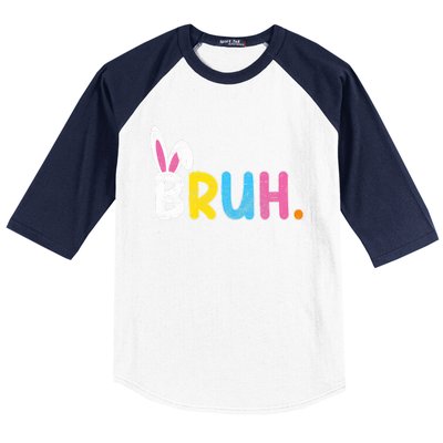 Bruh Meme Easter Day Funny Bunny Eggs Baseball Sleeve Shirt