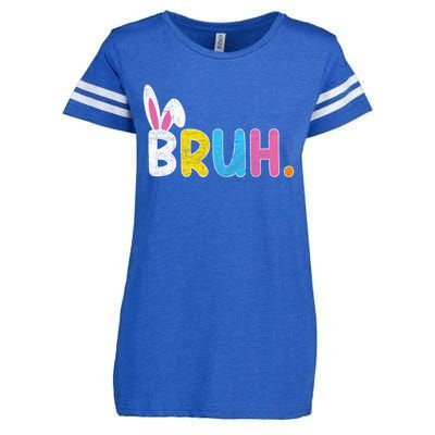 Bruh Meme Easter Day Funny Bunny Eggs Enza Ladies Jersey Football T-Shirt