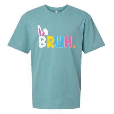 Bruh Meme Easter Day Funny Bunny Eggs Sueded Cloud Jersey T-Shirt