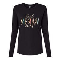 Best Memaw Ever Gifts Leopard Print Mothers Day Womens Cotton Relaxed Long Sleeve T-Shirt