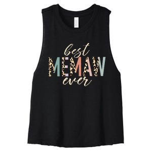 Best Memaw Ever Gifts Leopard Print Mothers Day Women's Racerback Cropped Tank