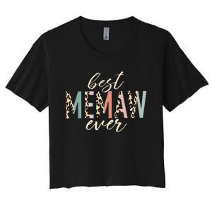 Best Memaw Ever Gifts Leopard Print Mothers Day Women's Crop Top Tee