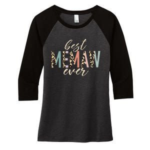 Best Memaw Ever Gifts Leopard Print Mothers Day Women's Tri-Blend 3/4-Sleeve Raglan Shirt