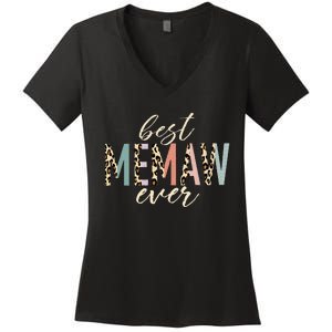 Best Memaw Ever Gifts Leopard Print Mothers Day Women's V-Neck T-Shirt