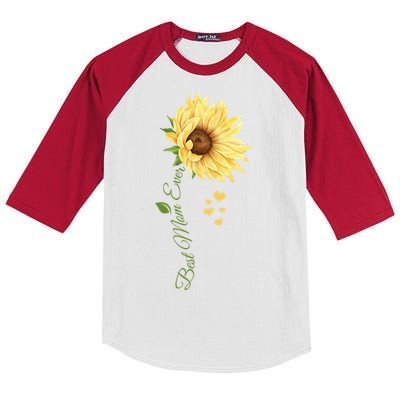 Best Mom Ever Sunflower Cute Mothers Day Kids Colorblock Raglan Jersey