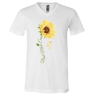 Best Mom Ever Sunflower Cute Mothers Day V-Neck T-Shirt
