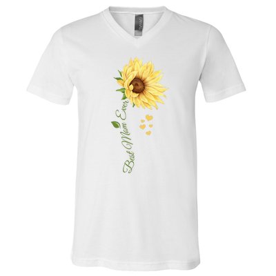 Best Mom Ever Sunflower Cute Mothers Day V-Neck T-Shirt