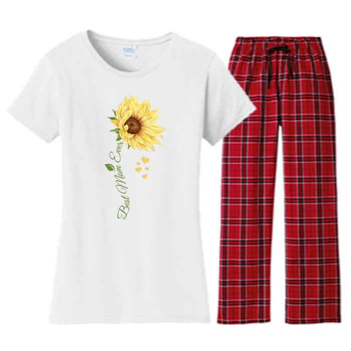 Best Mom Ever Sunflower Cute Mothers Day Women's Flannel Pajama Set