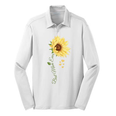 Best Mom Ever Sunflower Cute Mothers Day Silk Touch Performance Long Sleeve Polo