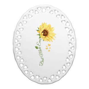 Best Mom Ever Sunflower Cute Mothers Day Ceramic Oval Ornament