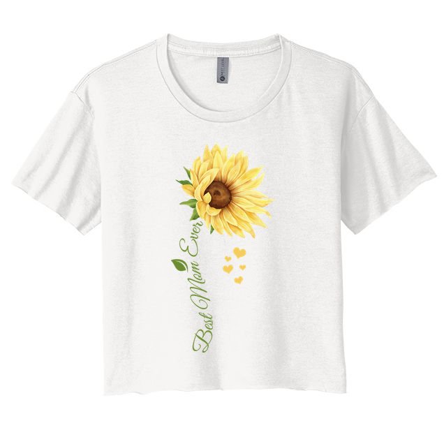 Best Mom Ever Sunflower Cute Mothers Day Crop Top