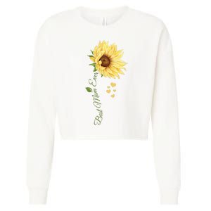 Best Mom Ever Sunflower Cute Mothers Day Cropped Pullover Crew