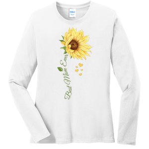 Best Mom Ever Sunflower Cute Mothers Day Ladies Long Sleeve Shirt