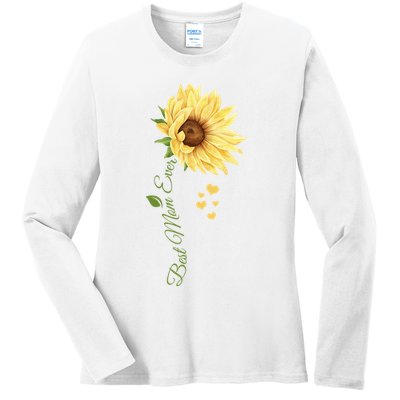 Best Mom Ever Sunflower Cute Mothers Day Ladies Long Sleeve Shirt