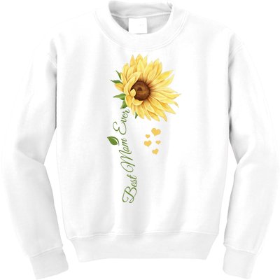 Best Mom Ever Sunflower Cute Mothers Day Kids Sweatshirt