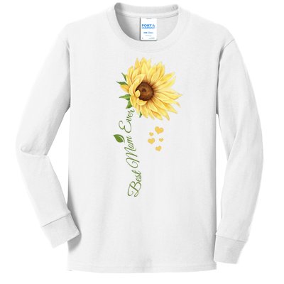 Best Mom Ever Sunflower Cute Mothers Day Kids Long Sleeve Shirt