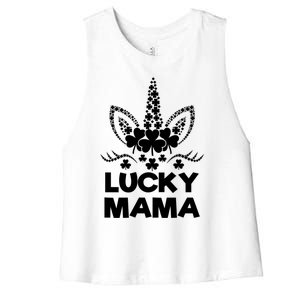 Best Mom Ever Lucky Mama St Patrick's Day Unicorn Graphic Funny Gift Women's Racerback Cropped Tank