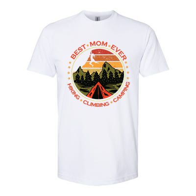 Best Mom Ever Gift Hiking Climbing Camping Giftretro Climbing Mom Gift Softstyle CVC T-Shirt