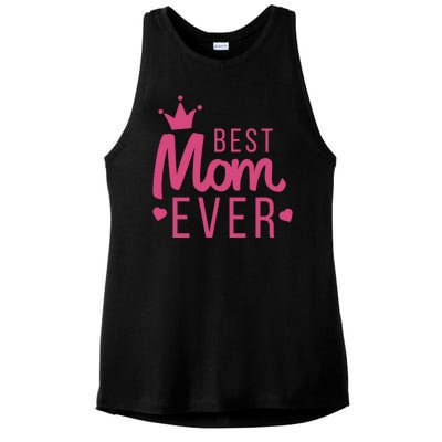 Best Mom Ever Crown Ladies PosiCharge Tri-Blend Wicking Tank