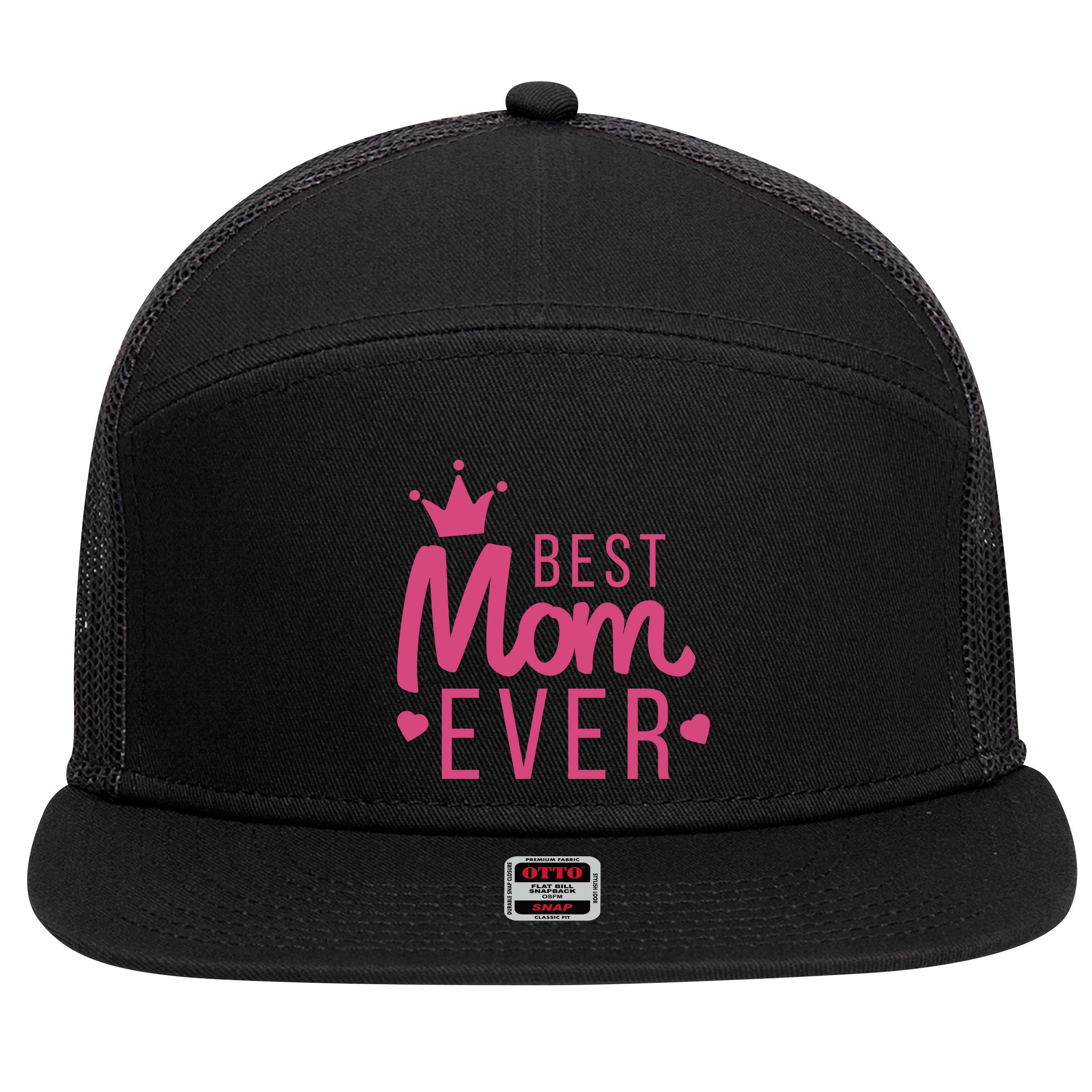 Best Mom Ever Crown 7 Panel Mesh Trucker Snapback Hat