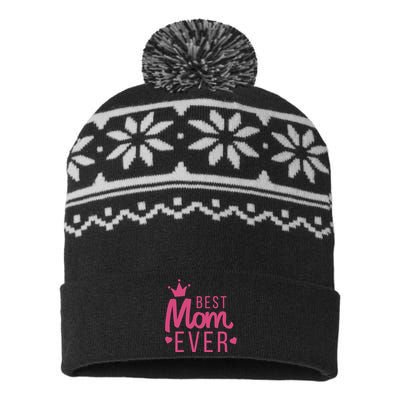 Best Mom Ever Crown USA-Made Snowflake Beanie