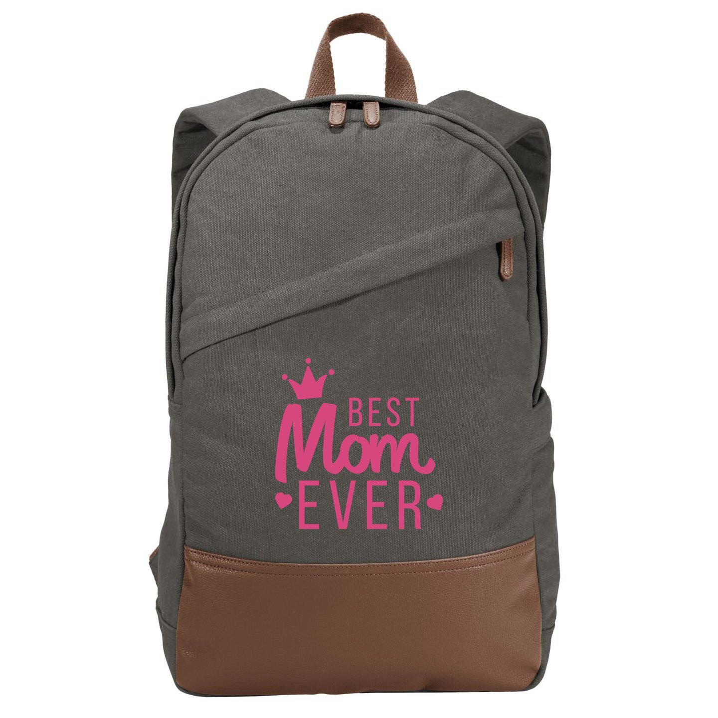 Best Mom Ever Crown Cotton Canvas Backpack