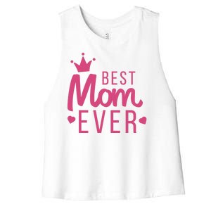 Best Mom Ever Crown Women's Racerback Cropped Tank