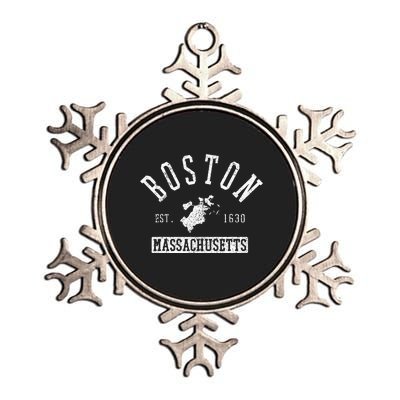 Boston Massachusetts Est. 1630 City Map Souvenir Gift Metallic Star Ornament