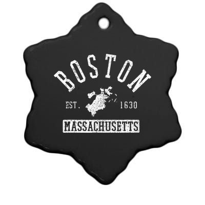 Boston Massachusetts Est. 1630 City Map Souvenir Gift Ceramic Star Ornament