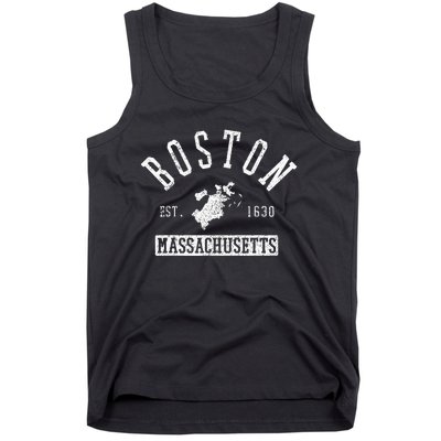 Boston Massachusetts Est. 1630 City Map Souvenir Gift Tank Top