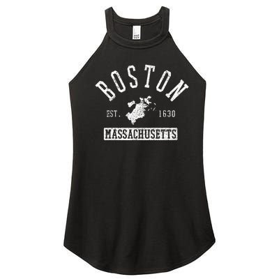 Boston Massachusetts Est. 1630 City Map Souvenir Gift Women’s Perfect Tri Rocker Tank