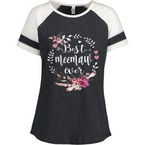 Best Meemaw Ever Thanksgiving Floral Funny Gifts Enza Ladies Jersey Colorblock Tee