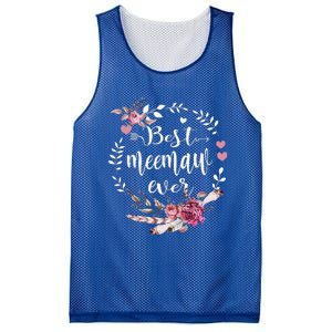 Best Meemaw Ever Thanksgiving Floral Funny Gifts Mesh Reversible Basketball Jersey Tank