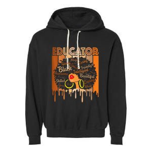 Black Melanin Educator Apparel American African Pride Garment-Dyed Fleece Hoodie